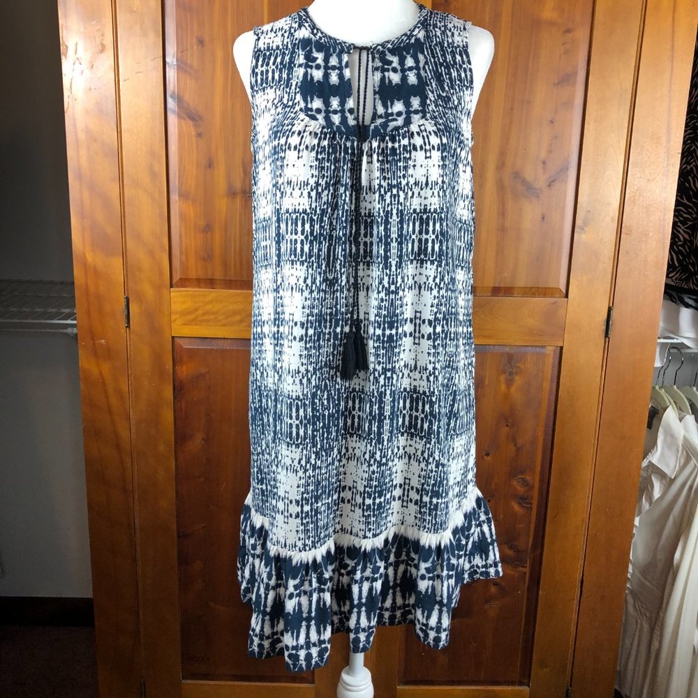 Beach lunch lounge Beachy Boho Ruffled Sleeveless Dress Coastal Vacation Tie Dye
